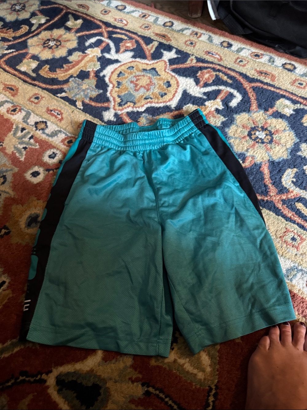 Boys Nike elite Teal Athletic Shorts with Black Side Panels